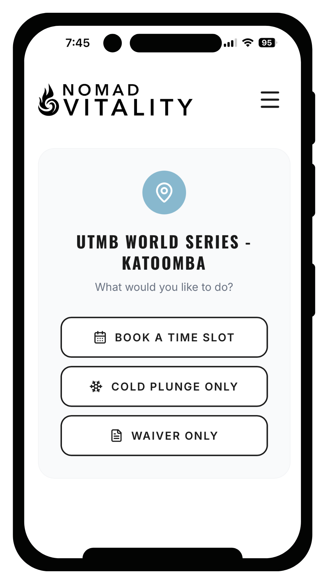 Private booking page for each event